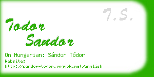 todor sandor business card